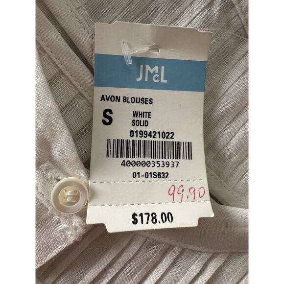 J. McLaughlin Womens Size Small White Avon Sleeveless Butt Up Pleated Shirt NEW - Picture 8 of 12